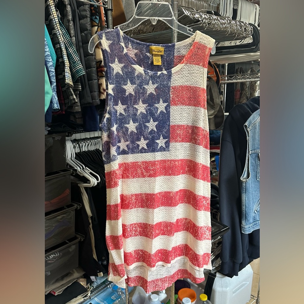 Wrangler Red, White & Blue Flag-Print A-Line Skirt